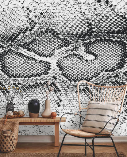 Estampado de serpiente blanco y negro