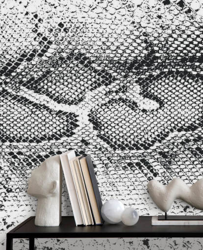 Stampa serpente in bianco e nero