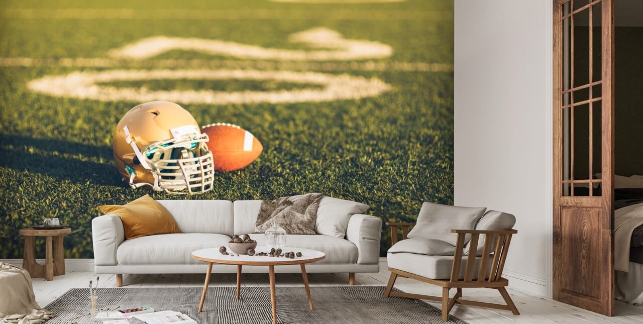 Gold Football Helmet on Field Wallpaper | Wallsauce US