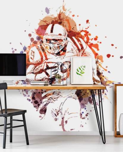 Peinture murale à l'aquarelle sur le football américain