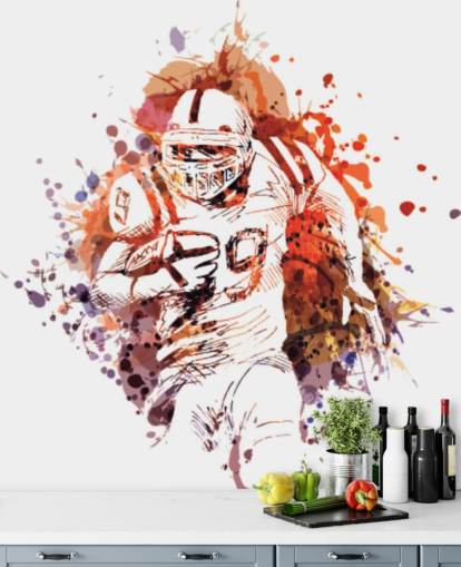 American Football Watercolor Wall Mural American Football Watercolor Wall Mural
