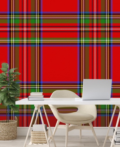 rote, grüne und gelbe Tartan-Tapete