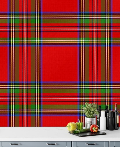 rood, groen en geel tartan behang