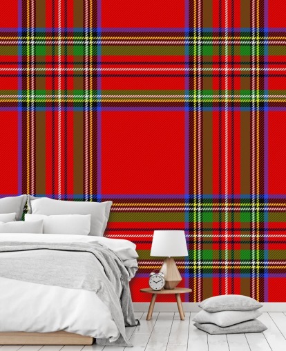 rood, groen en geel tartan behang