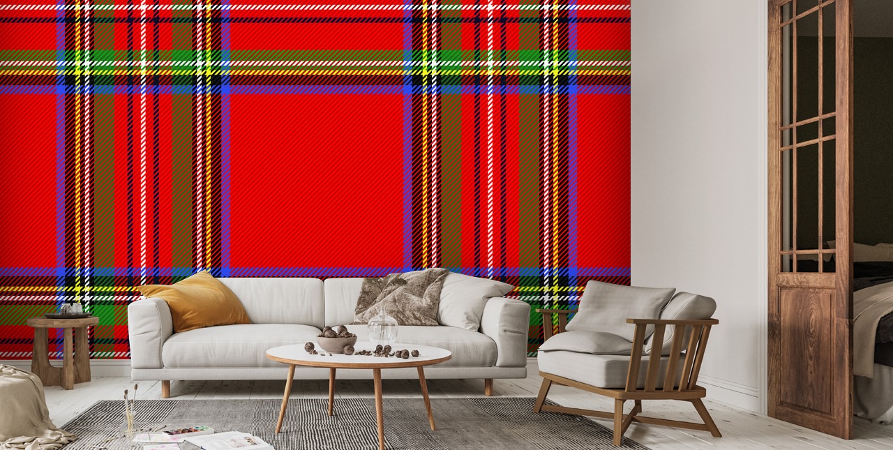Green and Red Tartan Wallpaper Mural Wallsauce UK