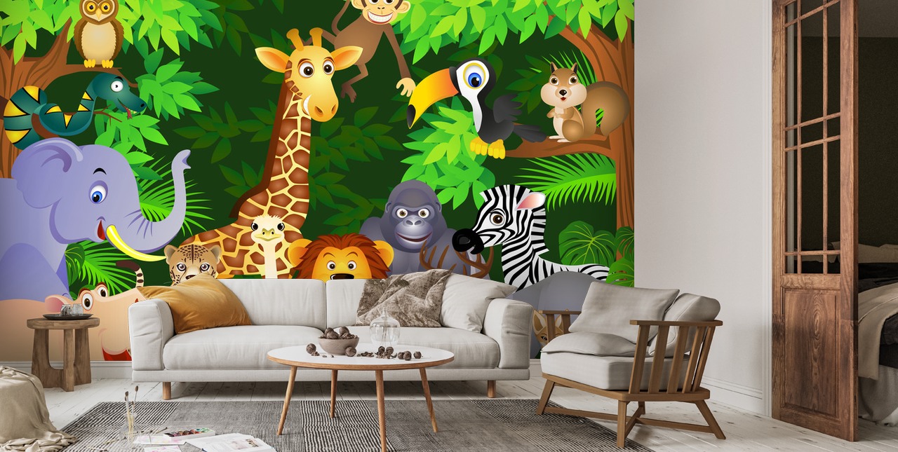 Animals In the Jungle Wallpaper | Wallsauce UK
