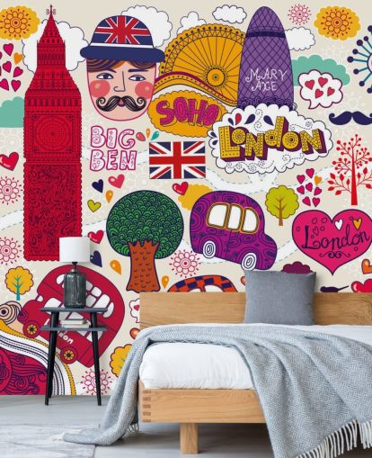 Papel pintado colorido de Londres Papel pintado colorido de Londres