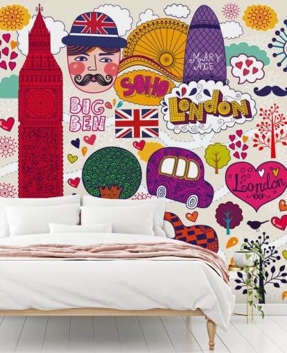 Colourful Drawn London Wallpaper Colourful Drawn London Wallpaper