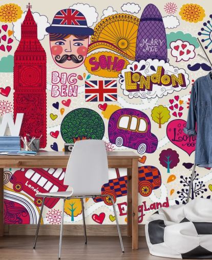 Papel de parede colorido desenhado em Londres