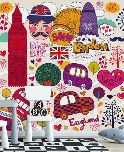 Fargerik Drawn London Bakgrunn