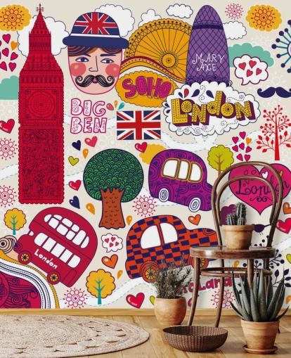 Colourful Drawn London Wallpaper Colourful Drawn London Wallpaper