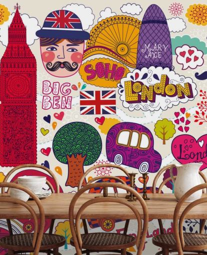 Colourful Drawn London Wallpaper Colourful Drawn London Wallpaper