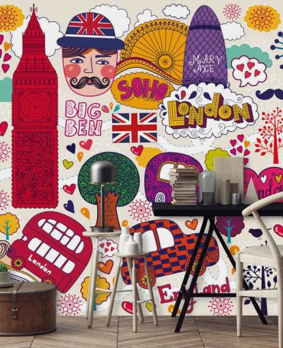 Colourful Drawn London Wallpaper Colourful Drawn London Wallpaper