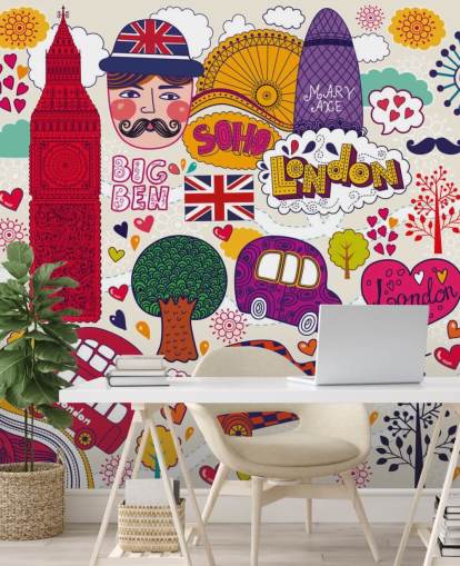 Colourful Drawn London Wallpaper Colourful Drawn London Wallpaper