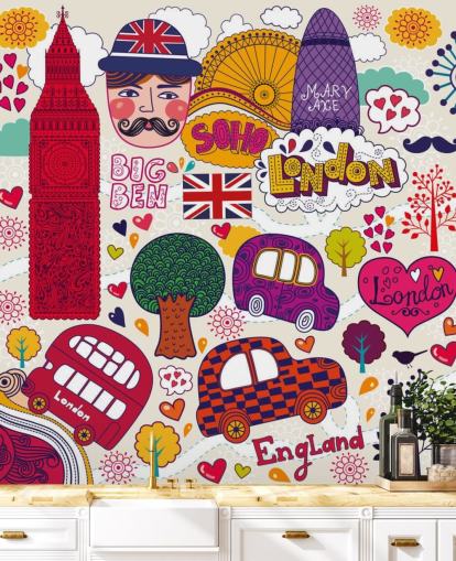 Colourful Drawn London Wallpaper Colourful Drawn London Wallpaper