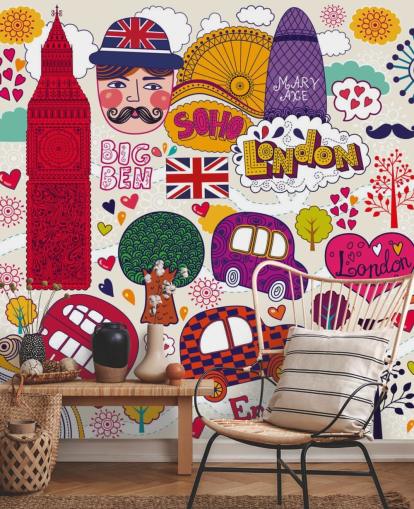 Papel pintado colorido de Londres