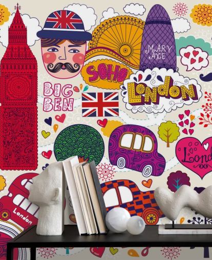 Papel pintado colorido de Londres