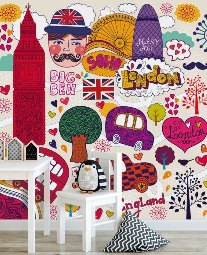 Colourful Drawn London Wallpaper Colourful Drawn London Wallpaper