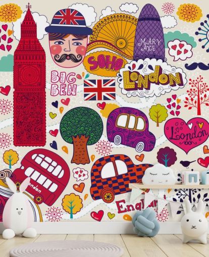 Colourful Drawn London Wallpaper Colourful Drawn London Wallpaper