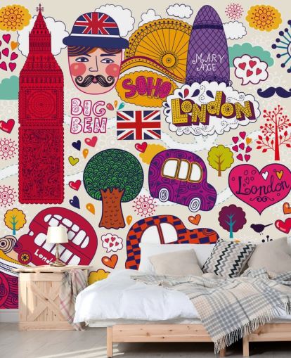 Farverige Drawn London Baggrund Farverige Drawn London Baggrund