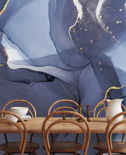 navy blue and gold custom wallpaper mural called Blue Swirl Watercolor for kitchens, bathrooms and living rooms navy blue and gold custom wallpaper mural called Blue Swirl Watercolor for kitchens, bathrooms and living rooms