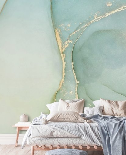 light green customisable marble wallpaper mural called Light Teal Green Marble for kitchens and bathrooms