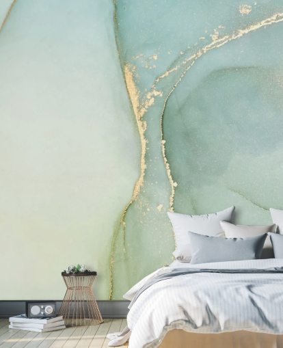 papier peint en marbre personnalisable vert clair appelé Light Teal Green Marble pour les cuisines et les salles de bain