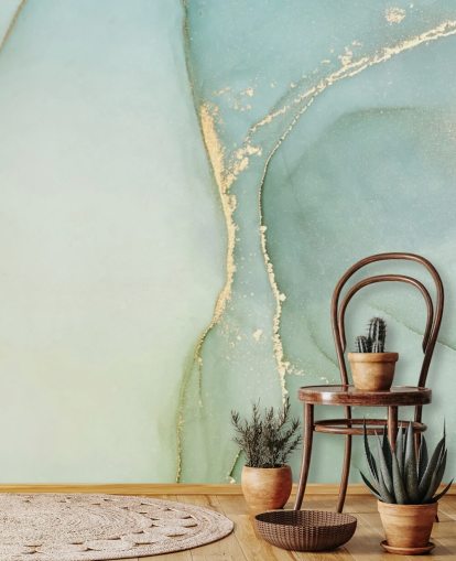 carta da parati murale in marmo verde chiaro personalizzabile chiamata Light Teal Green Marble per cucine e bagni