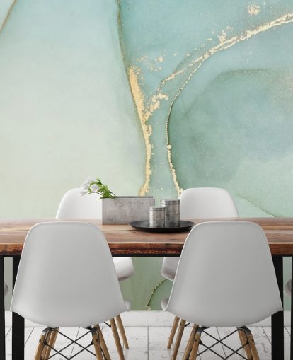 mural de papel de parede de mármore personalizável verde claro chamado Light Teal Green Marble para cozinhas e banheiros