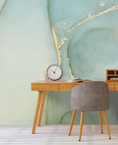 hellgrüne, personalisierbare Marmortapete namens Light Teal Green Marble für Küchen und Badezimmer