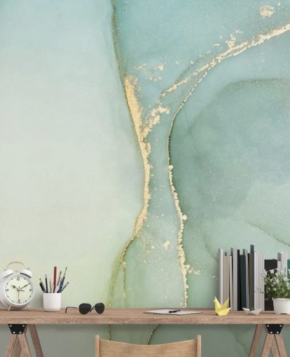 hellgrüne, personalisierbare Marmortapete namens Light Teal Green Marble für Küchen und Badezimmer