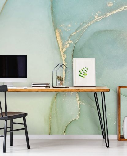 vaaleanvihreä muokattava marmoritapetti seinämaalaus nimeltä Light Teal Green Marble keittiöihin ja kylpyhuoneisiin