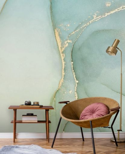 papier peint en marbre personnalisable vert clair appelé Light Teal Green Marble pour les cuisines et les salles de bain