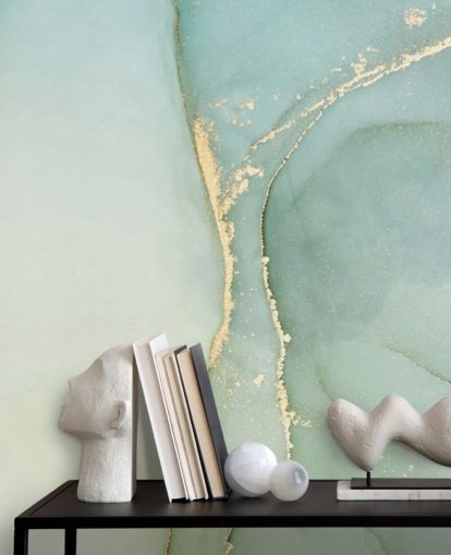 hellgrüne, personalisierbare Marmortapete namens Light Teal Green Marble für Küchen und Badezimmer