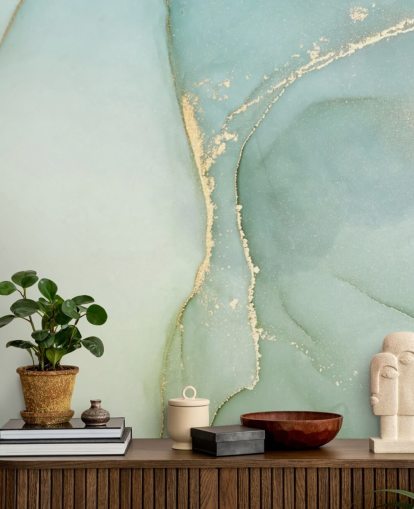 hellgrüne, personalisierbare Marmortapete namens Light Teal Green Marble für Küchen und Badezimmer