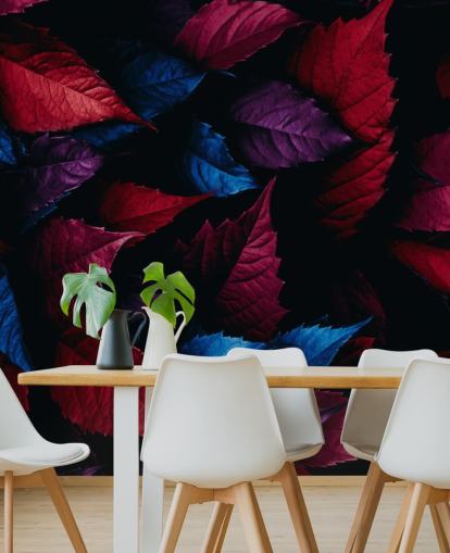 Red, Purple and Blue Leaf Wallpaper