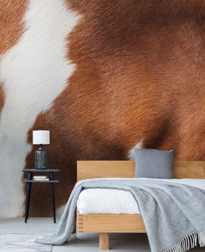 Brown and White Cow Print Mural
