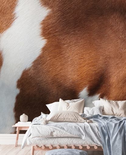 Brown and White Cow Print Mural