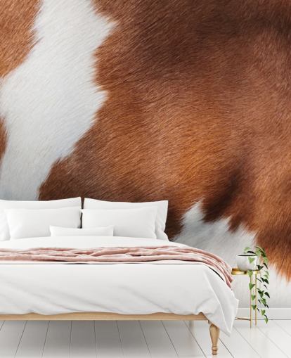 Brown and White Cow Print Mural