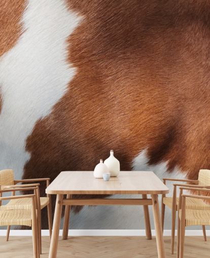 Brown and White Cow Print Mural