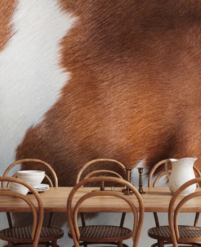 Brown and White Cow Print Mural