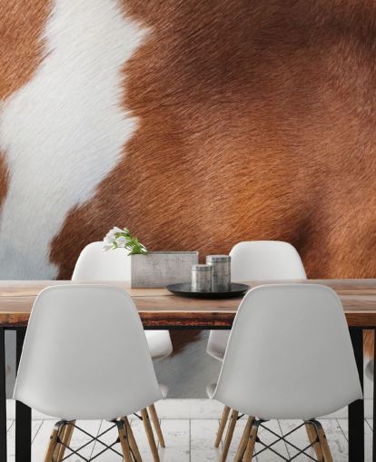 Peinture murale à imprimé vache brune et blanche