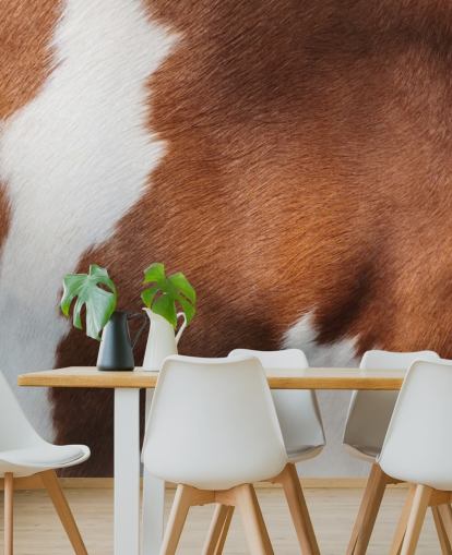 Decorazione murale con stampa mucca marrone e bianca