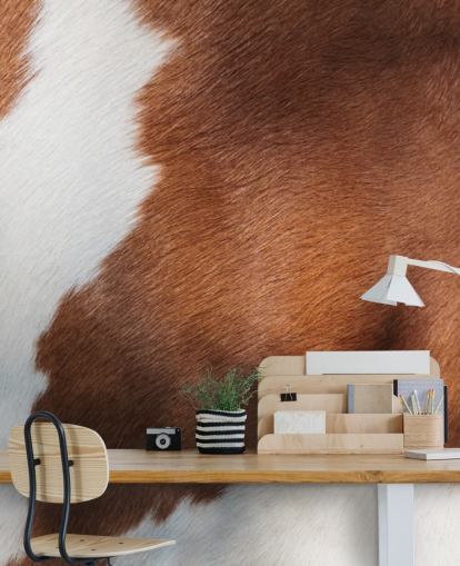 Mural Estampado vaca marrón y blanca