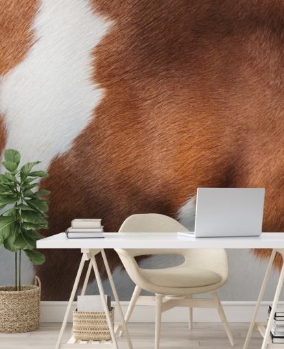Brown and White Cow Print Mural