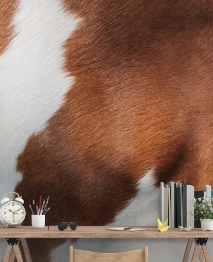 Brown and White Cow Print Mural