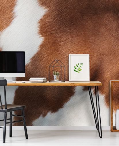 Brown and White Cow Print Mural