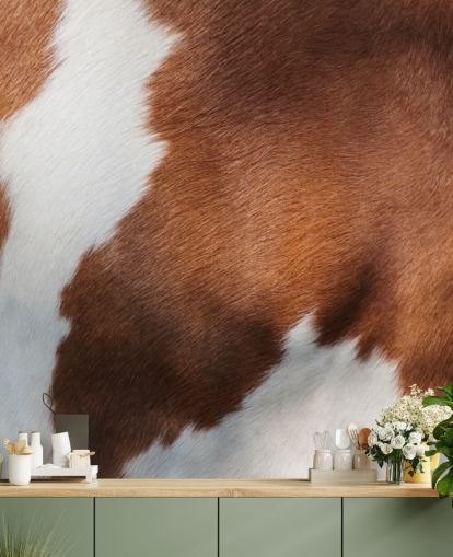 Brun og hvid ko Print vægmaleri Brun og hvid ko Print vægmaleri