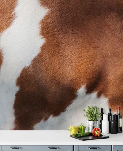 Brown and White Cow Print Mural
