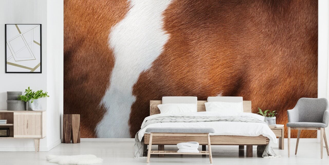 Brun og hvid ko Print vægmaleri